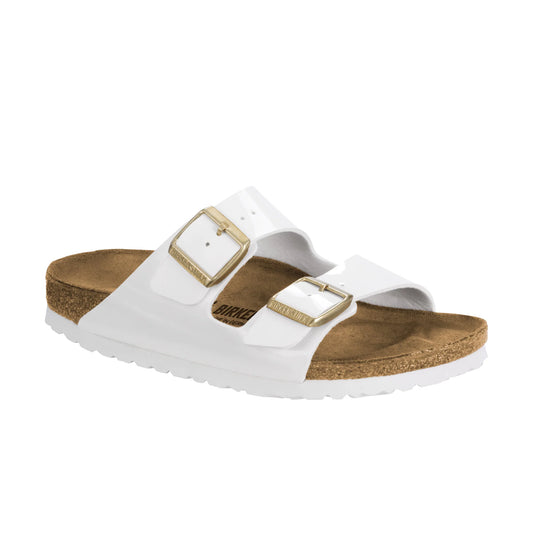 Arizona Patent White Birko-Flor Sandals