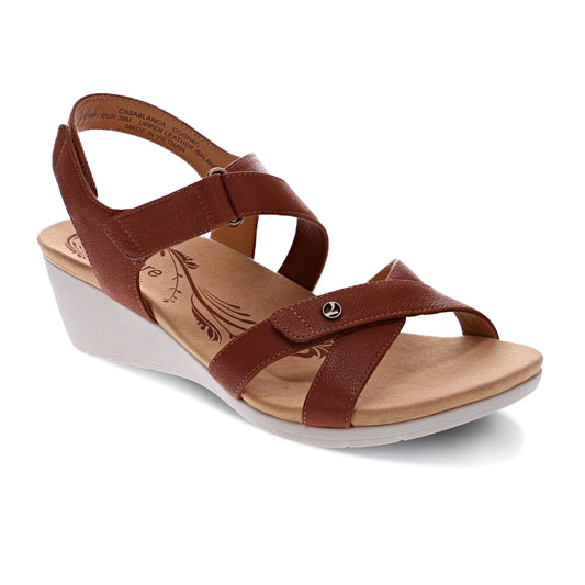 Casablanca Wedge Sandal Cognac Sandal - Revere