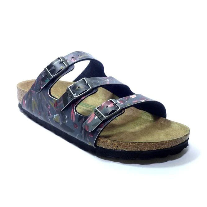 Florida Vegan Floral Fades Anthracite Birko-Flor Sandal - Birkenstock