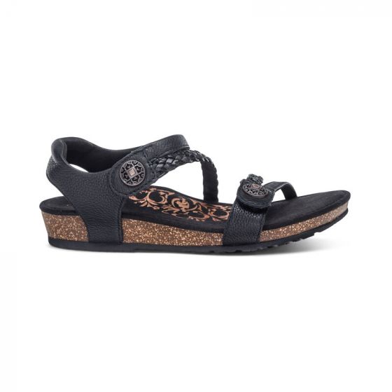 Jillian Braided Quarter Strap Sandal Black - Aetrex