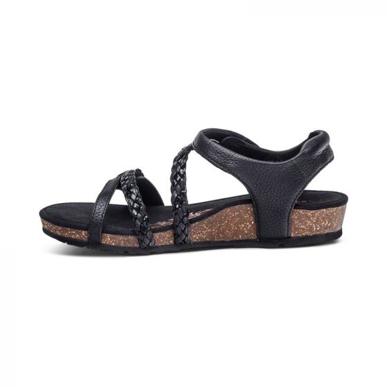 Jillian Braided Quarter Strap Sandal Black - Aetrex