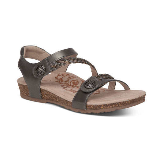 Jillian Braided Quarter Strap Sandal Gunmetal - Aetrex