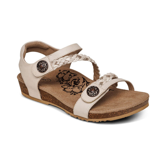 Jillian Braided Quarter Strap Sandal Ivory - Aetrex