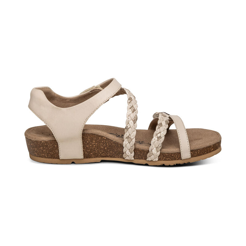 Jillian Braided Quarter Strap Sandal Ivory - Aetrex