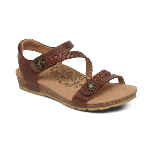 Jillian Braided Quarter Strap Sandal Walnut - Aetrex