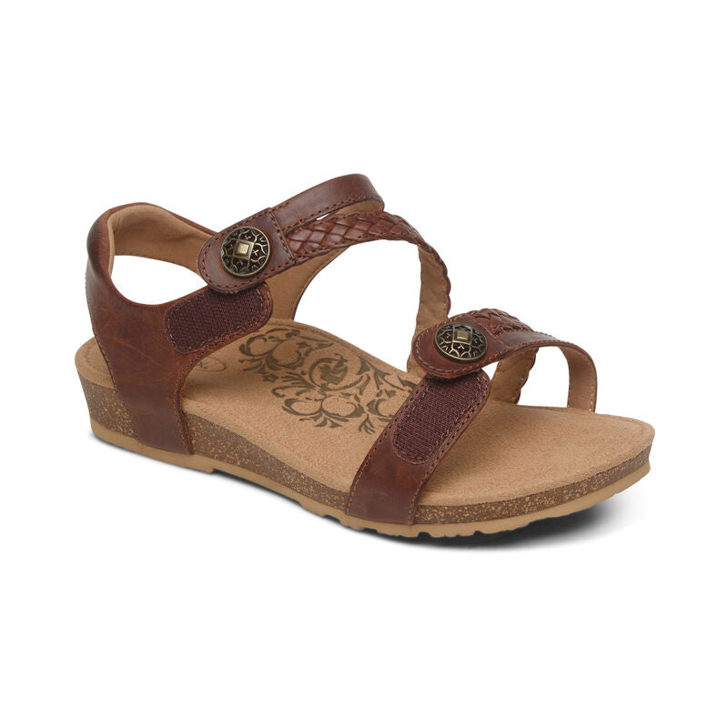 Jillian Braided Quarter Strap Sandal Walnut - Aetrex