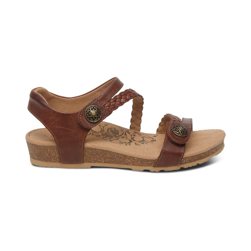 Jillian Braided Quarter Strap Sandal Walnut - Aetrex