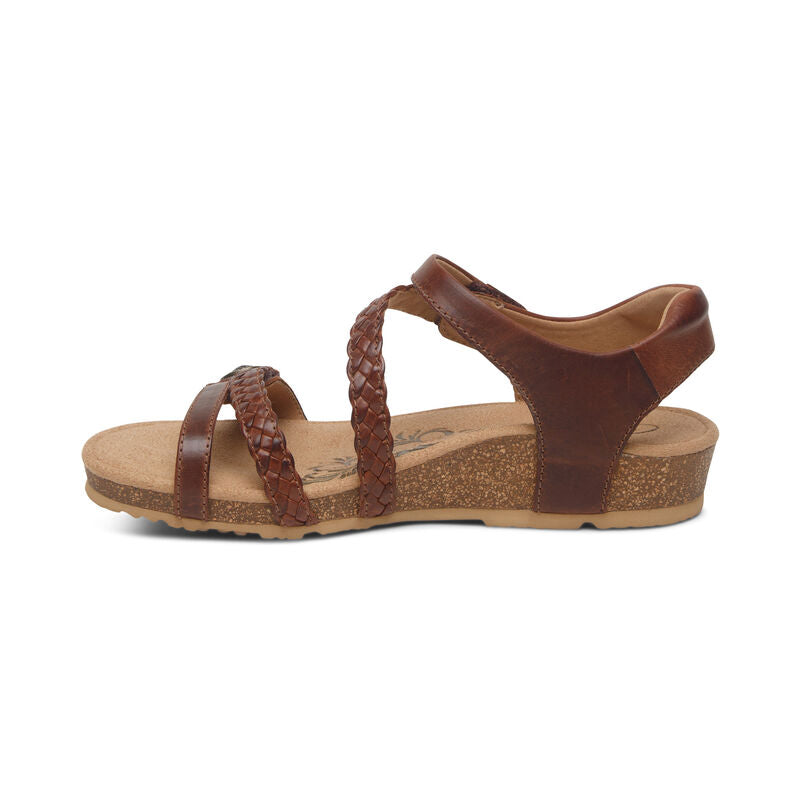 Jillian Braided Quarter Strap Sandal Walnut - Aetrex