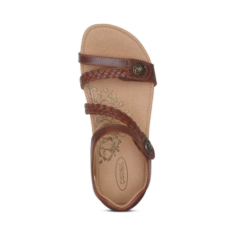 Jillian Braided Quarter Strap Sandal Walnut - Aetrex