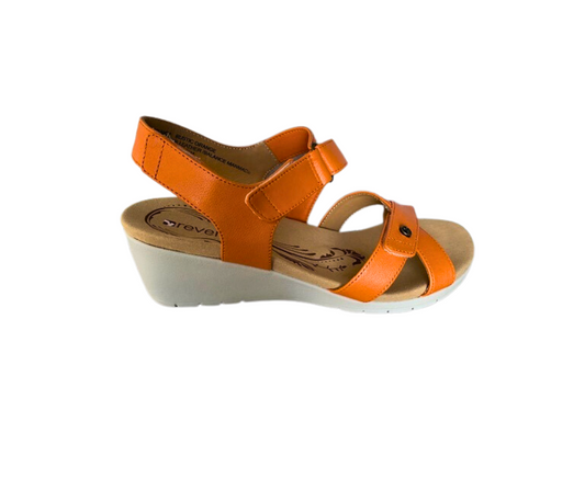 Revere Casablanca Rustic Orange Wedge Sandal Side (Outer)