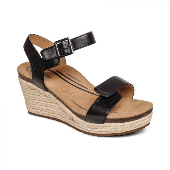 Sydney Espadrille Wedge Black - Aetrex