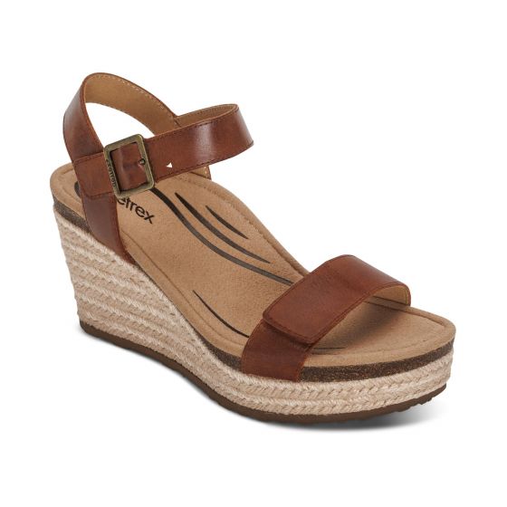 Sydney Espadrille Wedge Walnut - Aetrex